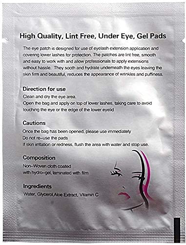 Eye Gel Pads - 50 Pairs of Eyelash Lash Extension Under Eye Gel Pads Lint Eye Patches with Smooth Front Side and Collagen Back Side