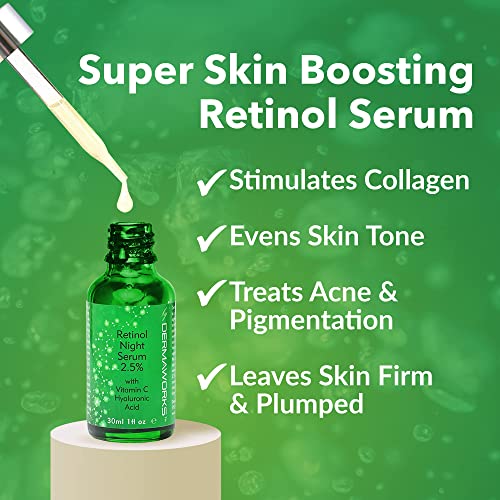 Retinol Serum High Strength for Face + Vitamin E & Hyaluronic Acid – Advanced Anti-aging Night Repair Skin Care - Collagen Booster – Acne Treatme
