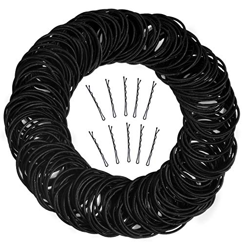 Hair Bobbles, 200Pcs Hair Ties Elastic Hair Bands Ponytail Holders for Girls Women with 15Pcs Mini Hair Clips (Multicolor)
