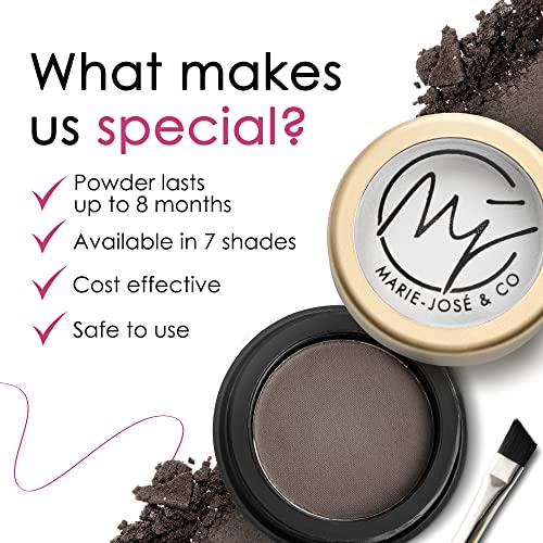 Marie-José & Co Dark Brown Eyebrow Powder, Compact Eyebrow Kit for Women, Easy to Apply Eyebrow Makeup, Eyebrow Cake Powder with A Soft Finish fo