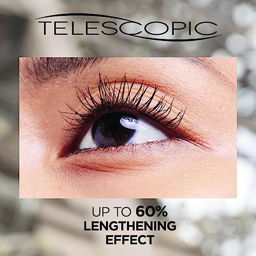 L'Oreal Paris Telescopic High-Precision Lengthening Mascara, Precise Application for Up to 60% Longer Looking Lashes, Black, Duo Bundle