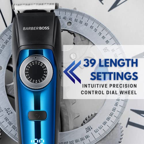 BarberBoss Beard Trimmer, Hair Clippers, Nose & Ear Trimmer, Body Groomer, Detail Trimmer 5-in-1 Grooming Kit, 39 Length Setting with Self-Sharpe