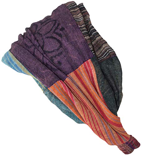 Gheri Cotton Elastic Hippie Bohemian Bandana Headband Patchwork Stonewashed