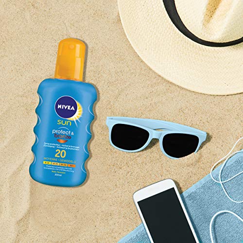NIVEA SUN Protect & Bronze Bronzing Activator Sun Spray SPF 20 (1 x 200 ml), Sunscreen with UVA/UVB Sun Protection for a naturally bronzed tan