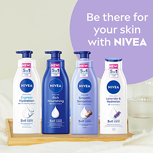NIVEA Lavender Body Lotion (400ml), NIVEA Moisturiser for Dry Skin with Natural Origin Oils and Lavender Scent, NIVEA Body Lotion for Smoother Sk
