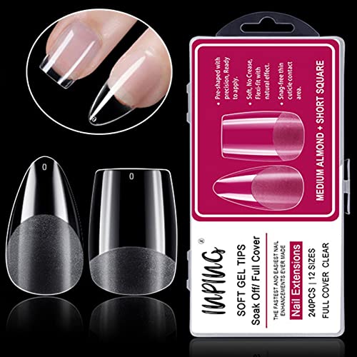 INPING Gel Nail Glue, 2PCS 8ML Nail Glue 6-In-1 False Nail Tips Gel Glue Kit Extra Strong Nail Bond Nail Glue Gel for Nail Extension Tips/Acrylic