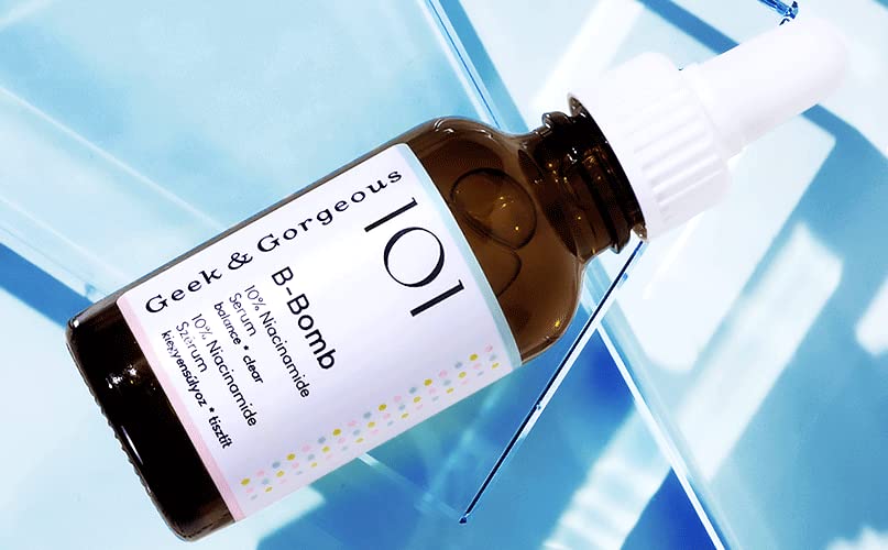 Geek & Gorgeous 101 B-Bomb - 10% Niacinamide Serum, Zinc PCA & Sarcosine, helps enlarged pores, oiliness and blemishes, combination skin, 30ml