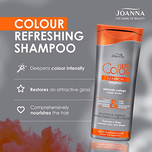 Joanna Ultra Color - Shampoo For Copper Shades - Strengthening & Revitalising Hair Shampoo - Colour Refreshing & Hair Care - Deepens Colour Inten
