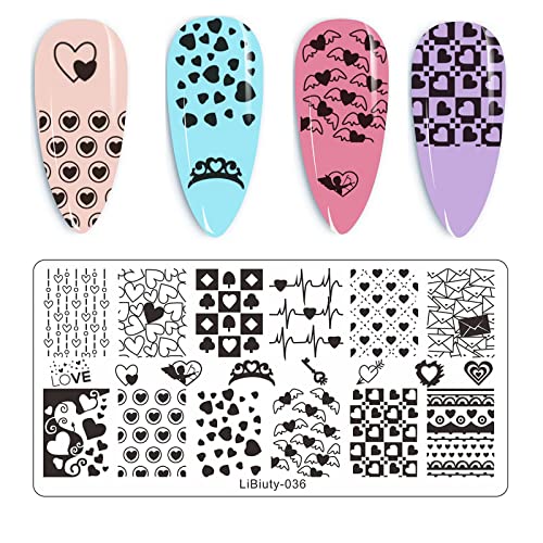 JEEWHEET 6 Nail Art Stamping Plates with Stamper and Scraper - Flowers, Geometric Patterns Nail Template for Nail Salon Designs - Nail Image Stam
