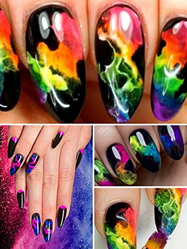 Kalolary 12 Boxes Color Pigment Nail Powder, Neon Color Nail Powder Acrylic Nail Powder Art Gradient Powder Rainbow Nail Glitter for DIY Nail Dec