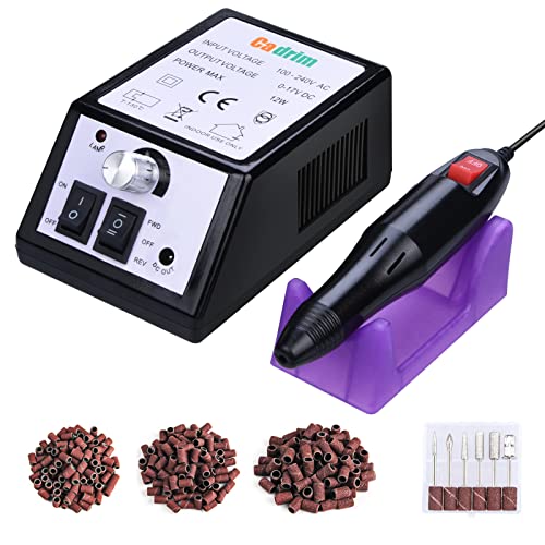 Nail Drill Machine Electric Nail File Drill Set Kit 20000RPM Cadrim Electric Nail Drill Sanding Bands Low Noise Vibration Acrylic Nails Gel Nail