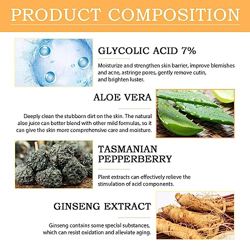 Glycolic Acid 7% Toning Solution,Glycolic Acid Toner,Repair Acne Skin Toner,Anti Aging Serum for Face,100ml Dark Spot Corrector Oil Face Serum fo
