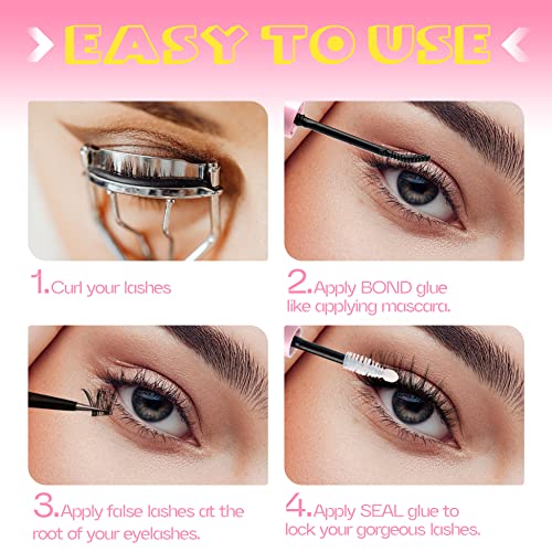 Lash Glue Bond and Seal Long Lasting Strong Hold Waterproof 2 in 1 Cluster Eyelash Glue for DIY Lash Extensions by Mavphnee