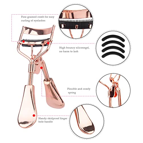 Eyelash Curlers,4 in 1 Lash Curler Kit for Women includes 2 Size of Eye Lash Curler with Comb,Eyebrow Brush,4 Refills Pads,for Natural and Curved