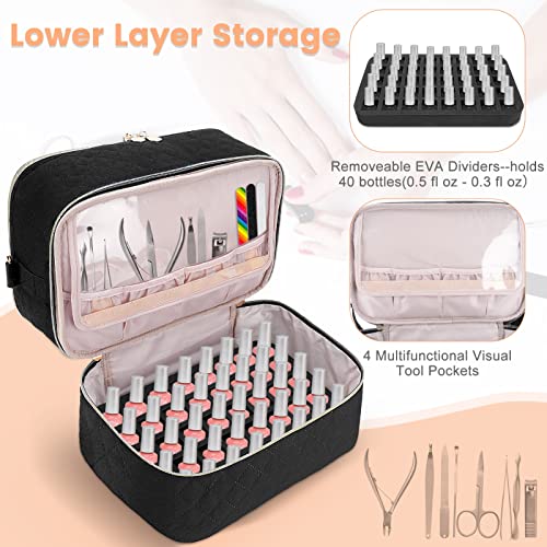 Holres Nail Polish Storage Organiser Case Holds, Detachable Nail Vanish Storage Bag with Adjustable Strap Portable Nail Lamp Storage Bag for Nail