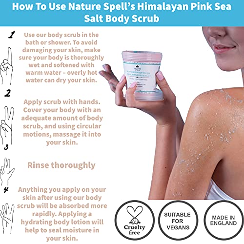 Nature Spell Himalayan Pink Sea Salt Body Scrub 200 ml, Natural Exfoliation For Body, Remove Dead Skin Cells, Natural Salt Scrub - 100% Vegan, Ma