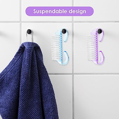 8 Pcs Nail Cleaning Brush with Handle Grip, Fingernail Scrub Cleaning Brushes Manicure Dust Brush Pedicure Scrubbing Tool for Toes and Nails, Hom