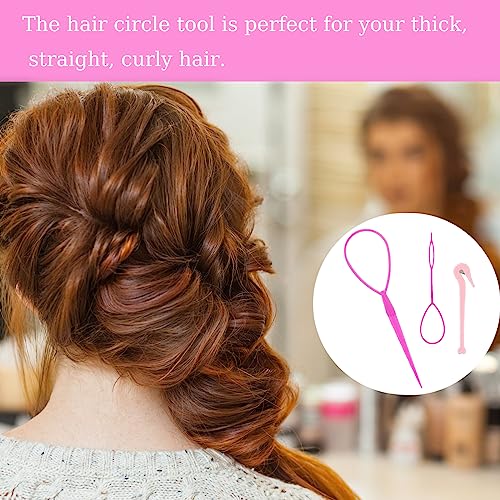 Hair Pull Through Tool, 3pcs topsy tail Hair Tool, Hair Looping Tool And Bands Remover Cutter, Ponytail Pull Through Hair Hoop Tool, Hair Tools f