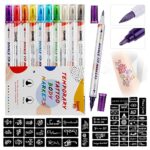 HAWINK Temporary Tattoo Markers for Skin, 10 Body Markers + 20 Large Tattoo Stencils for Kids and Adults, Dual-End Tattoo Pens Make Bold and Fine