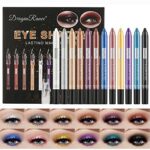12 Pcs Matte Eyeshadow Stick Set with Sharpener Cap, Sitovely Long Lasting Pearly Sparkle Glitter Eyeshadow Pencil Shimmer Metallic Eye Shadow Ma