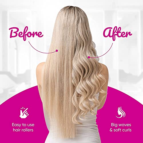 SnookBay 39 Pcs Hair Rollers Set - 24 Heatless Self Grip Velcro Curlers, 12 Duckbill Clips, 2 Combs,1 Braiding Device with Storage Bag (Rollers: