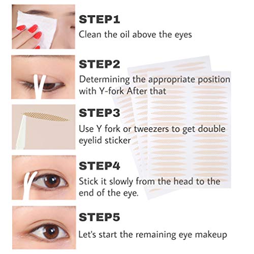 2400 Pieces Invisible Fiber Double Eyelid Tape Instant Lift Double Eyelid Sticker Tape with 2 Pieces Fork Rods Stickers Eyelid Lift Strips - for