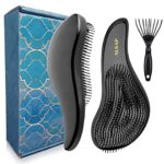 ALSAP Detangle Hair Brush With Hair Brush Cleaner (Black) – Ideal Hairbrush for Adults & Kids – Easy to Hold Wet Brush Suitable for Wet, Dry, Cur