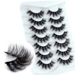 Leipple False Eyelashes 7 Pairs - Professional Reusable 8D Mink Lashes - Natural Waterproof Thick Fluffy Fake Eyelashes Faux Mink Eyelashes (G02)