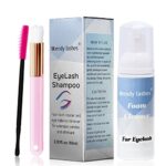 Eyelash Shampoo for Eyelash Extension Cleanser 60ml Eyelash Foam Cleanser Lash Cleanser Makeup Remover with Soft Brush and Eyelash Mascara Wand(L