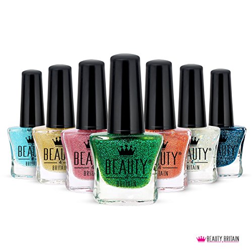 Beauty4Britain 24 x Glitter Nail Polish Set 24 Distinctive Shades 5 ML Contrasting Black Caps UK Seller