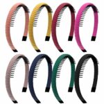 Duufin 8 Pieces Teeth Comb Headband Colourful Satin Covered Headbands Non-slip Hair Hoop Headband Hair Accessories for Women Girls, 8 Colours
