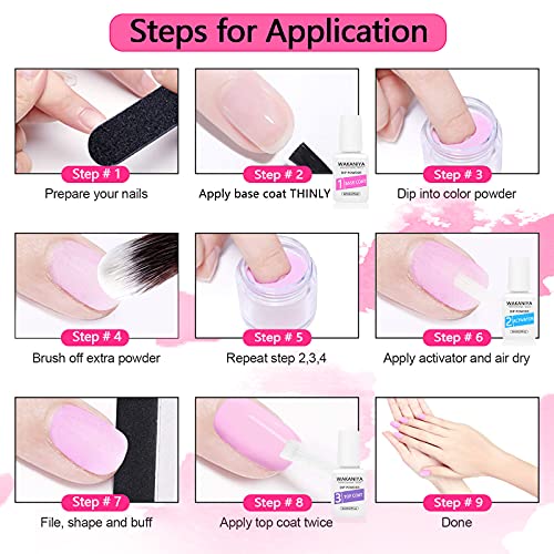 Dipping Powder Starter Kit, Wakaniya Dip Powder 12 Summer Colors Sun Changing Colour Dipping Powder Nail Set with 4 Liquid Base Top Coat, Activat