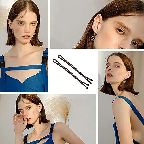 Laicky Bobby Pins, 200Count Brown Hair Pins Hairpins with Box for Women Lady Girls Kids Hair Grips Invisible Wave Hairgrip Barrette Hairclip Bulk