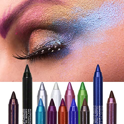 Eyeliner Pencil Set, 12 Color Eye Shadows Pen Eyebrow Pencil Eyeliner Eyebrow Lip Liner Pencil Eyeshadow Pencil Professional Eye Makeup Set