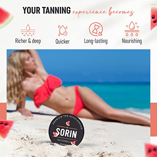 SORIN Premium Tan Accelerator Cream (Watermelon), Suitable for Outdoor Sun or Sunbeds, Fast Natural Tan with Natural Ingredients