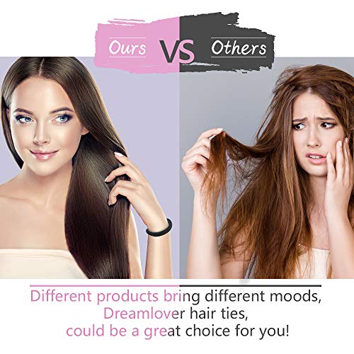 Dreamlover Thick Hair Bands for Women, Black Hair Ties No Damage, Soft Hair Bobbles for Thick Hair, 50 PCS