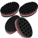 4 Pcs Big and Small Holes Hair Sponge Brushes, Afro Coils Hair Curls Brushes, Barbers Wave Hair Twist Sponge Brush, Double Sides Hairbrushes for