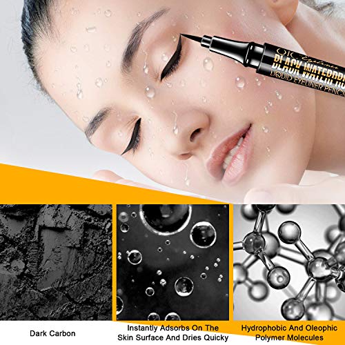 Magic Liquid Eyeliner, Black Waterproof Eye Liners, Long-Lasting, Sweatproof and Smudgeproof, Super Slim Eyeliner Pen Gel, Professional Eye Makeu
