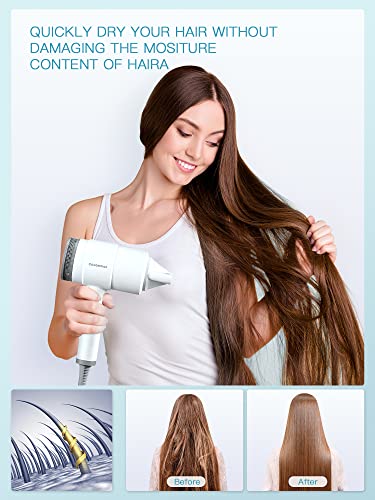 Cozeemax Hair Dryer, 1600W Fast Dry Negative Ions Hair Blow Temperature Hairdryer with Diffuser Hairdryer with 2 Speeds, 2 Heating, and Cool Butt