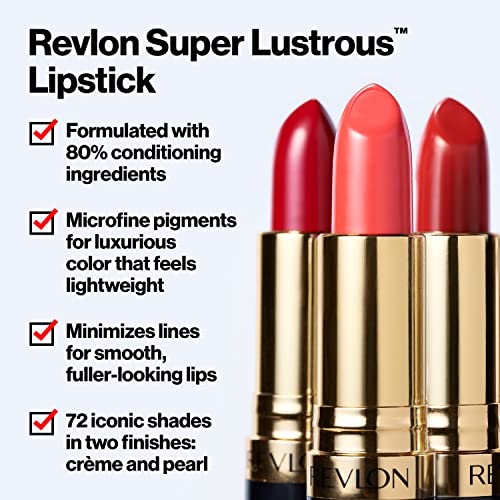Revlon Super Lustrous Lipstick, High Impact Lipcolour with Moisturising Creamy Formula, Infused with Vitamin E and Avocado Oil in Pink Pearl, Sky