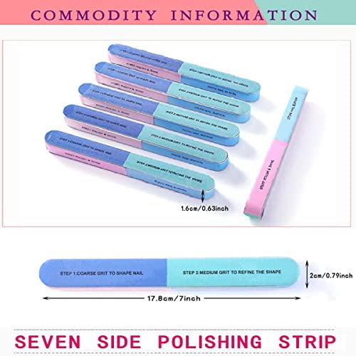7 Pcs Nail Buffer, Nail Buffer Blocks, Nail File and Buffer Set, Nail File Set, 7 Way Nail File and Buffer Block Professional Nail Buffering File