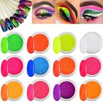 Kalolary 12 Boxes Color Pigment Nail Powder, Neon Color Nail Powder Acrylic Nail Powder Art Gradient Powder Rainbow Nail Glitter for DIY Nail Dec