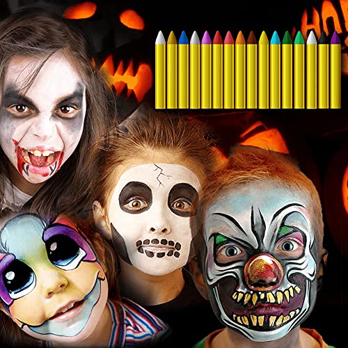 Mimoo 16 Colors Face Paint Set, Body Paint Sticks Red and White Face Paint, Face Paints for Children, Kids Face Paint Pretend Play, Face Painting