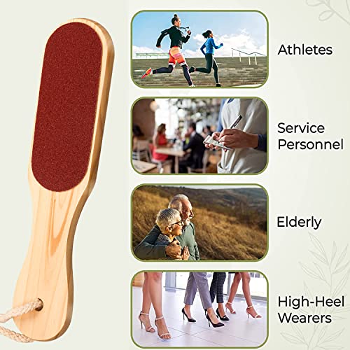Eruinfang, Double Sided Wooden Foot Rasp File Foot Scraper Hard Skin Remover Foot Files for Wet Dry Cracked Feet Removing Dead Skin Foot Care, Bl