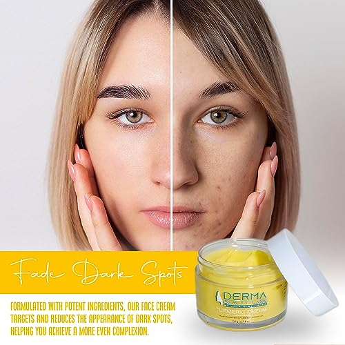 DERMA Turmeric Face Cream Beauty Care Turmeric Facial Moisturizer for Dark Spots, Wrinkles, Moisturizing, Nourishing, Brightening, Hydrating, Ski