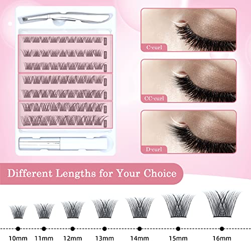 OBSGUMU Individual Lashes,7 Style Cluster Lashes,C CC D Curl 63 Clusters,DIY False Eyelashes Extensions Kit at Home,Soft Clusters Eyelash,With Cl