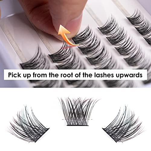 Lanciley Individual Lashes 45 Clusters Lashes CC Curl DIY Eyelash Extension Kit at Home for Make-up Beginner False Eyelashes with Eyelash Glue Tw