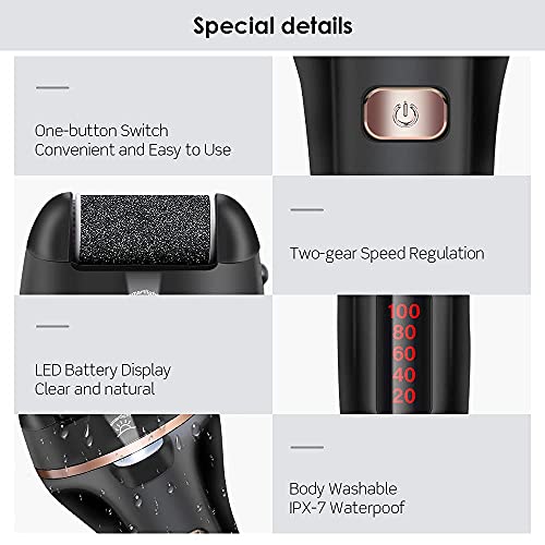 Electric Foot File Callus Remover, iToncs Professional Rechargeable Feet Callus Remover with 10 in 1 Foot Files Pedicure Kit Foot Care Tools for