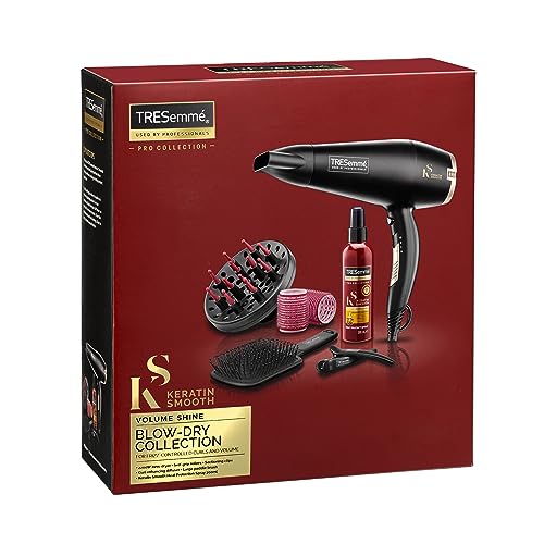 TRESemme Keratin Smooth 2200W Volume Shine Hair Dryer Gift Set, Diffuser Dryer, paddle brush, hair rollers, ionic conditioning