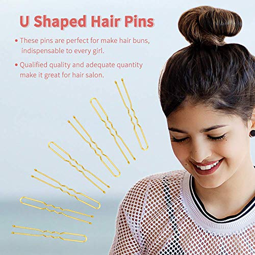 Bun Pins,U Shaped Hair Pins Hair Pins,50 PCS Bobby Pins Hair Clips Hair Styling Pins for Women Girls (Blonde-U)